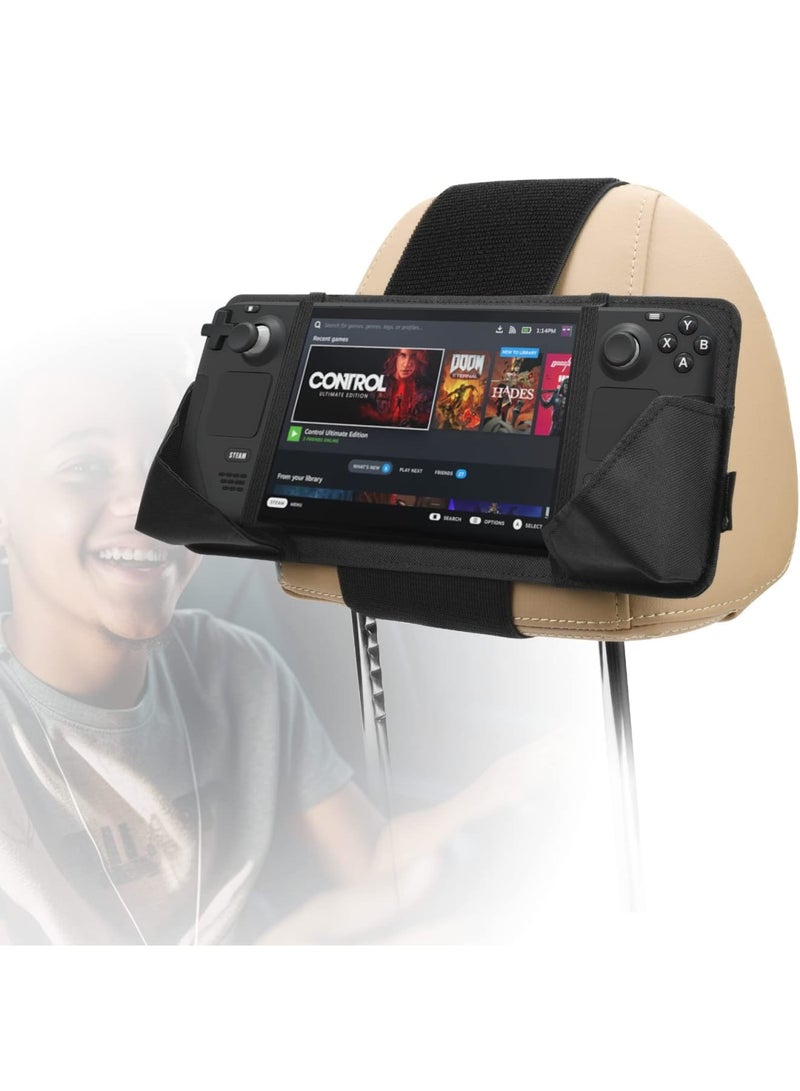 SYOSI Car Headrest Mount Holder, Seat Mount Compatible with Steam Deck, Game Machine Holder for Car Back Seat, Travel Accessories for Gaming on the Go - Image 1